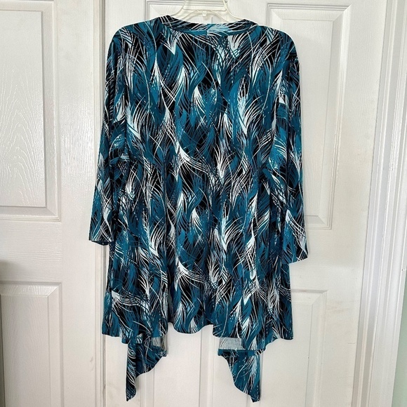 Avenue Tea Tree 2Fer Duet Longline Tunic Teal Black White 3X Petite NEW w Tag - Picture 6 of 7